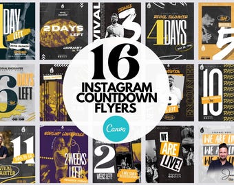 16 ANIMATED Church Canva Template Bundle, church flyer template, church social media templates, church flyers, church service countdowns
