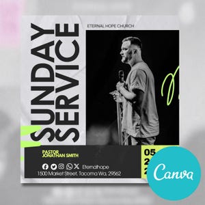 Editable ANIMATED Canva Church Flyer, canva church flyer | CANVA Flyer Template, Editable in Canva, Digital Template, Church Flyer, Sale!!!