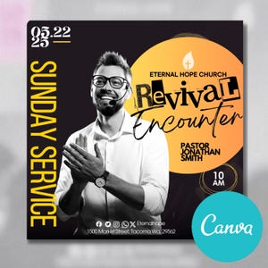 Editable ANIMATED Canva Church Flyer, canva church flyer | CANVA Flyer Template, Editable in Canva, Digital Template, Church Flyer, Sale!!!