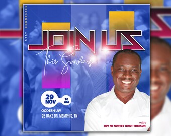 Church Flyer Templates, Church Flyers, Worship Flyer Template 10"x10", Editable PSD template Worship Flyer for Men, Church flyer For Women