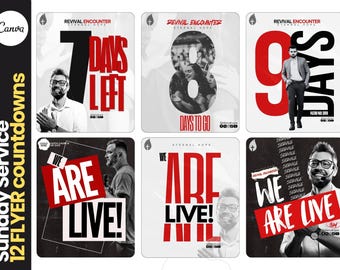 12 ANIMATED Church Canva Template Bundle, church flyer template, church social media templates, church flyers, church service countdowns