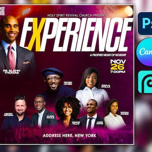 Editable Church Event, canva church flyer | CANVA Flyer Template, Editable in Canva, Photoshop, revival, ceremony | DIY Event poster, PSD