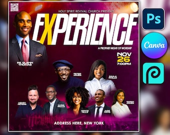 Editable Church Event, canva church flyer | CANVA Flyer Template, Editable in Canva, Photoshop, revival, ceremony | DIY Event poster, PSD