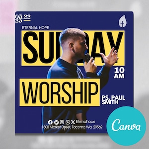Editable ANIMATED Canva Church Flyer, canva church flyer | CANVA Flyer Template, Editable in Canva, Digital Template, Church Flyer, Sale!!!