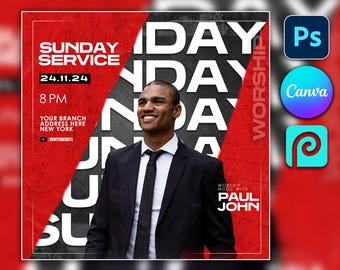 CANVA Church Flyer Praise & Worship, Editable Template Worship Flyer, Church flyer, Flyer Sale, Church Flyer Template, Worship Flyer Design