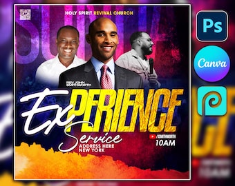 CANVA Church Flyer Praise & Worship, Editable Template Worship Flyer, Church flyer, Flyer Sale, Church Flyer Template, Worship Flyer Design