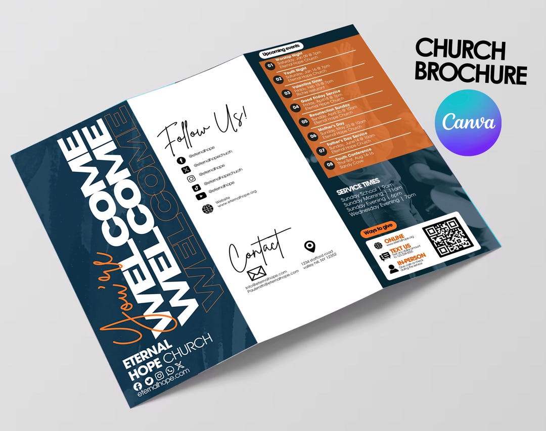 Church Brochure Template | Church Graphics Canva Template Great for ...