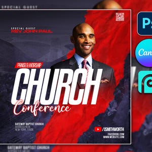 CANVA Church Flyer, DIY Flyer Template Design, Woman Church Conference Flyer, Church Service Flyer, Worship Flyer, Premade Editable Flyer