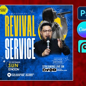 CANVA Church Flyer, Blue Flyer Template Design, Woman Church Conference Flyer, Church Service Flyer, Worship Flyer, Premade Editable Flyer