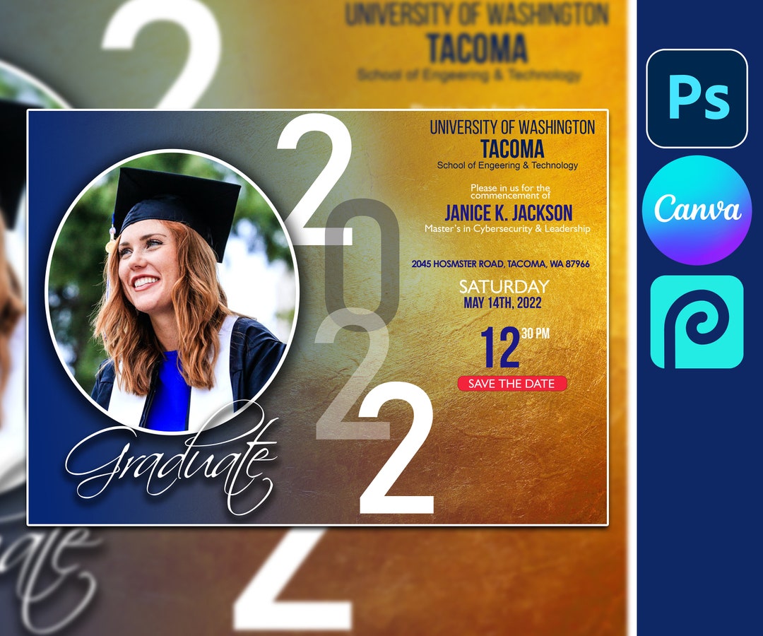 Canva Graduation Invitation Flyer Graduation Party Invitation Etsy