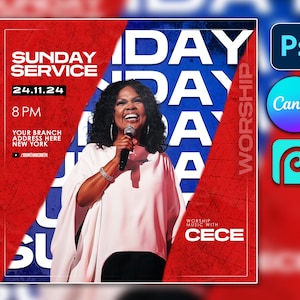 CANVA Church Flyer, DIY Flyer Template Design, Woman Church Conference Flyer, Church Service Flyer, Worship Flyer, Premade Editable Flyer