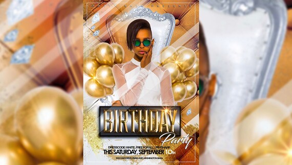 Gold Birthday Flyer Template, Editable PSD Template Birthday Flyer for Men,  Birthday Flyer for Women, Flyer Sale, Happy Birthday Flyer - Etsy