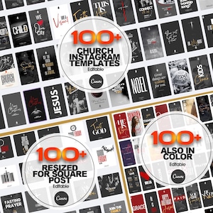 100 CHURCH Social Media Templates, Editable instagram post, Ready Social Media Templates, Church Graphics Social Media Posts, Canva Template