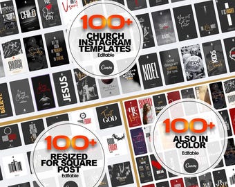 100 CHURCH Social Media Templates, Editable instagram post, Ready Social Media Templates, Church Graphics Social Media Posts, Canva Template