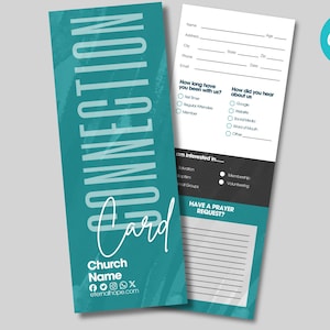 Modelo de cartão de conexão de igreja CANVA personalizável para novos visitantes | Design Canva editável | Formulário de convidado pela primeira vez | Placa de boas-vindas da igreja