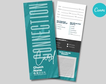 Anpassningsbar CANVA Church Connect-kortmall för nya besökare | Redigerbar Canva-design | Formulär för förstagångsgäster | Välkomstskylt för kyrkan