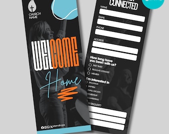 Anpassningsbar CANVA Church Connect-kortmall för nya besökare | Redigerbar Canva-design | Formulär för förstagångsgäster | Välkomstskylt för kyrkan