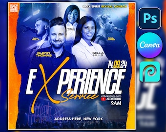 CANVA Church Flyer Praise & Worship, Editable Template Worship Flyer, Church flyer, Flyer Sale, Church Flyer Template, Worship Flyer Design