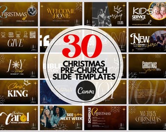 30 CHRISTMAS Church ANIMATED Announcement Slides, church template, Social media templates, church slides, church graphics template SALE