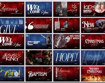 30 CHRISTMAS Church ANIMATED Announcement Slides, church template, Social media templates, church slides, church graphics template SALE