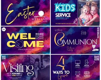 30 EASTER Church ANIMATED Announcement Slides, church template, church social media templates, church slides, church graphics template SALE