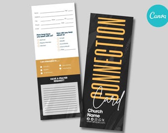 Anpassningsbar CANVA Church Connect-kortmall för nya besökare | Redigerbar Canva-design | Formulär för förstagångsgäster | Välkomstskylt för kyrkan