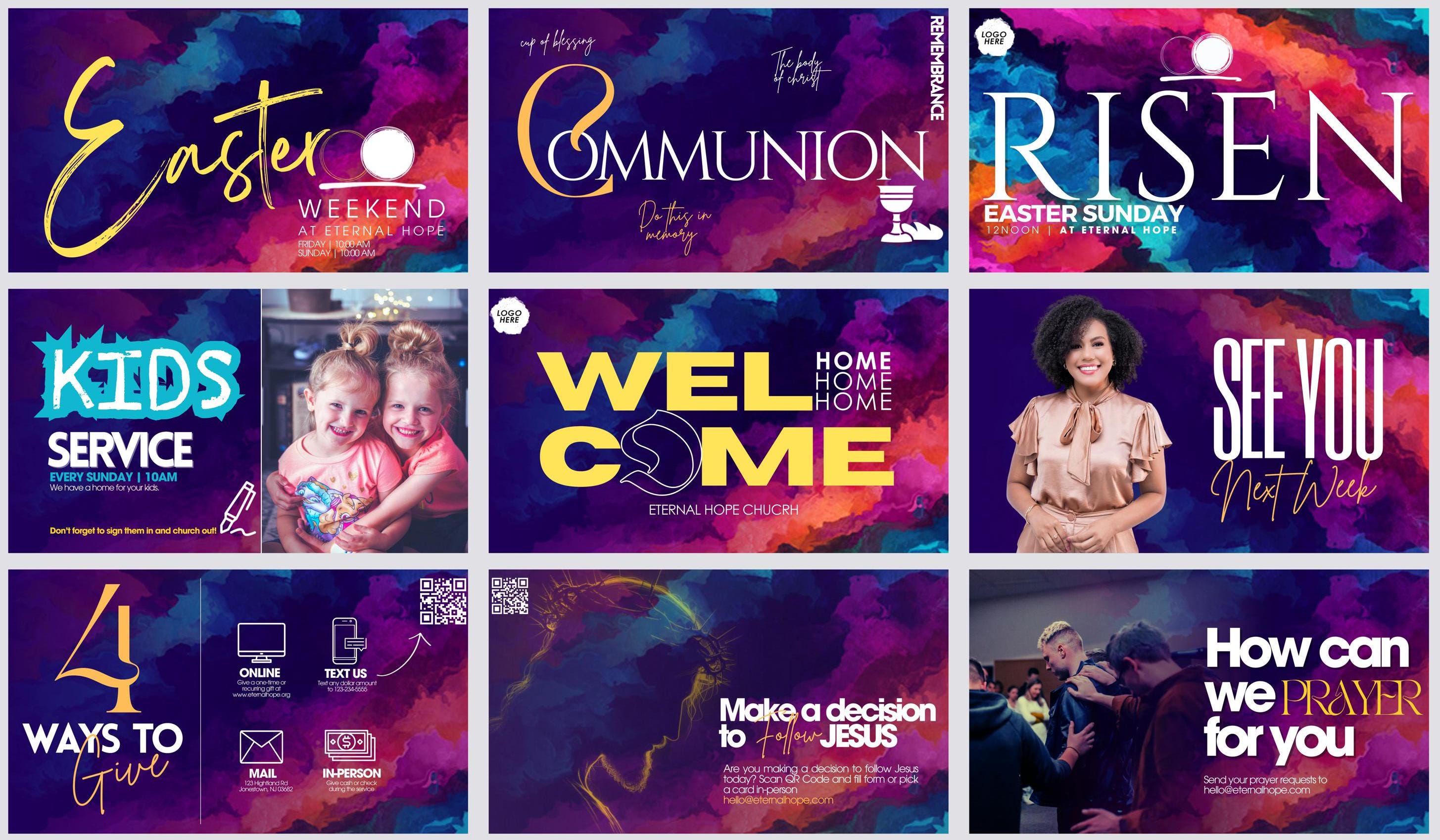 Church Animation. Design 30 EASTER Church ANIMATED Announcement Slides, Church Template, Church ...
