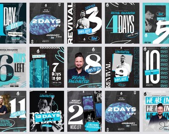 16 ANIMATED Church Canva Template Bundle, church flyer template, church social media templates, church flyers, church service countdowns
