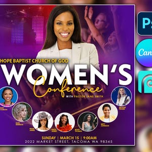 Flyer Template For Canva & Photoshop, Women Conference Flyer Design, Editable PSD template Worship Flyer, Church flyer,Church Flyer