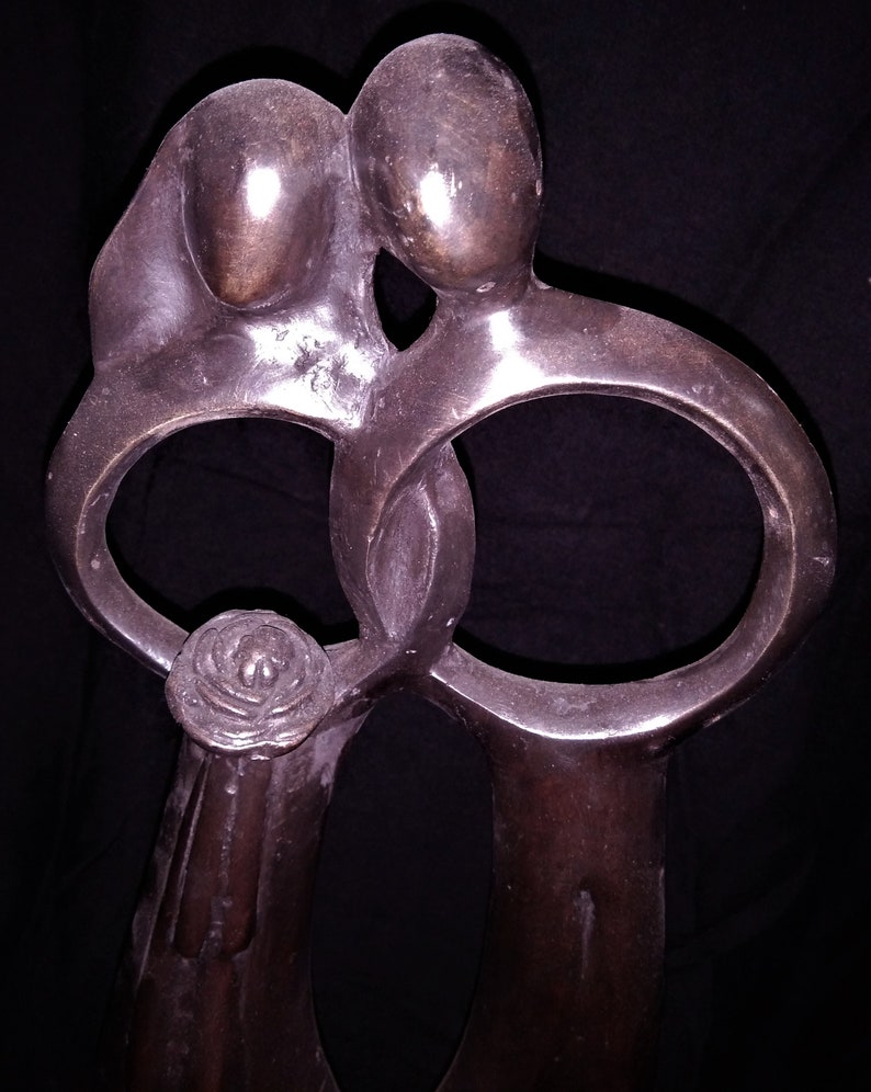 Couple Marriage Lovely Statue Bronze Brass 12.5  image 1