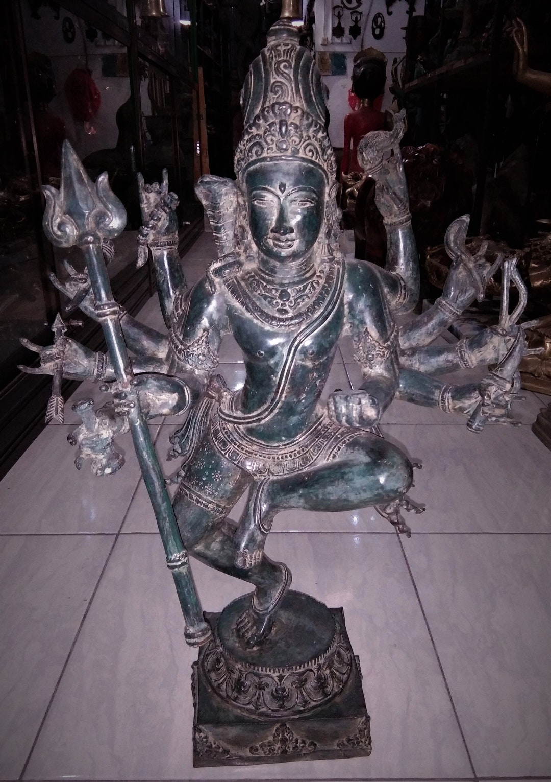 Shiva God Statue Bronze Brass Lord Hindu Dancing 10 Hands With Etsy