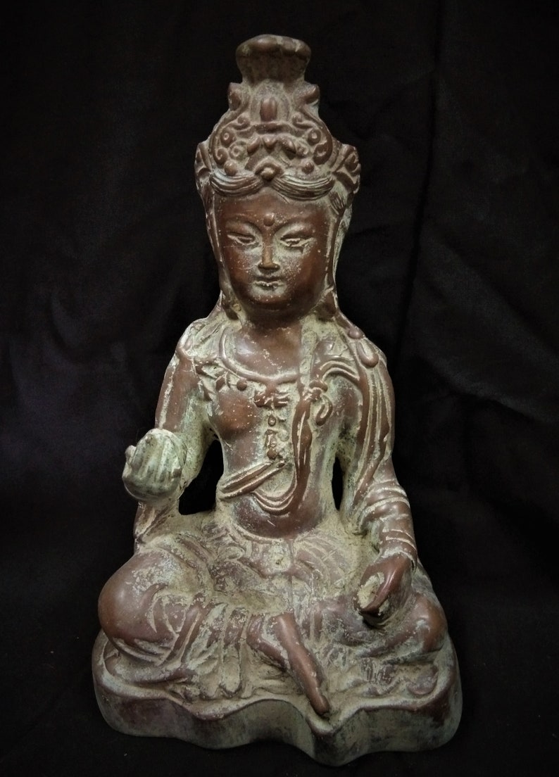 8/",China Buddhism Wood Carved GuanYin Kwan-yin Buddha Statue craft Goddess 20cm
