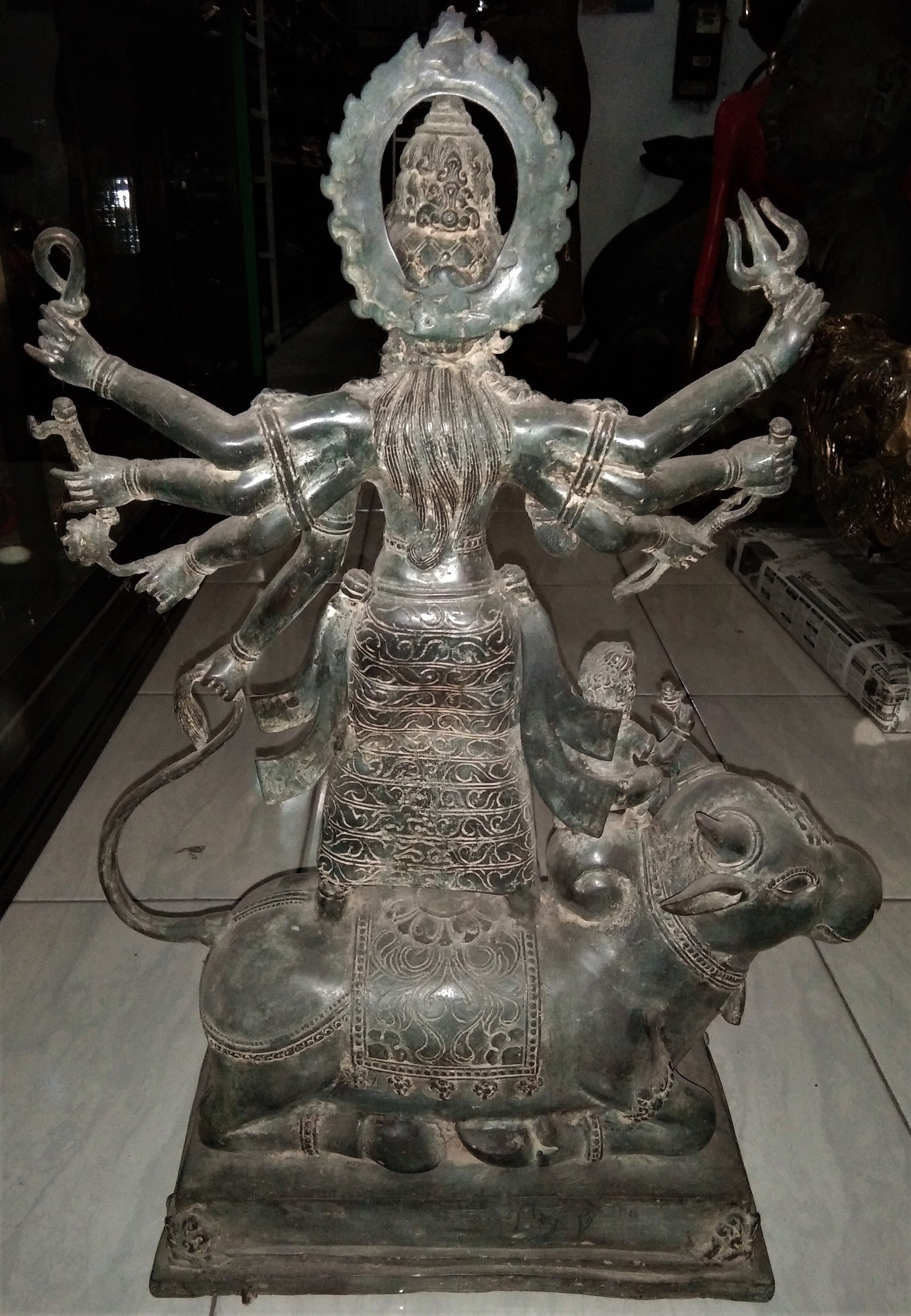 Durga Maha Kali Goddess Ride Sacred Nandi Statue Bronze Brass Etsy