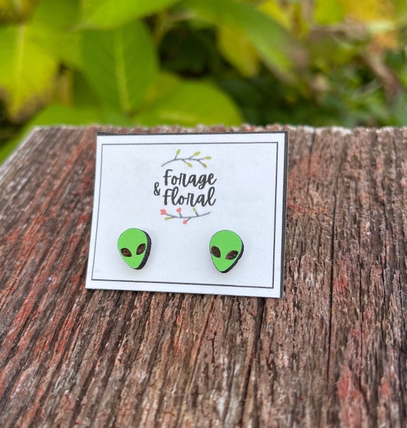 Green store alien earrings