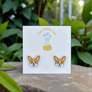 Corgi Earrings. Corgi Studs. Corgi Jewelry. Corgi Gifts. Corgi Dog Art. Dog Lover Gifts. Corgi Lover Gifts. Dog Earrings. Dog Jewelry.