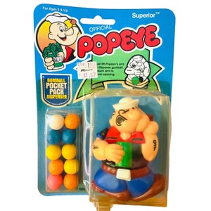 Vintage Popeye 1983 Gum ball Pocket Pack Dispenser By Superior Collectible