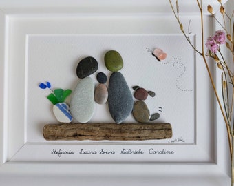 Personalized pebble art family