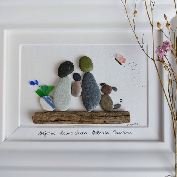 Personalized pebble art family