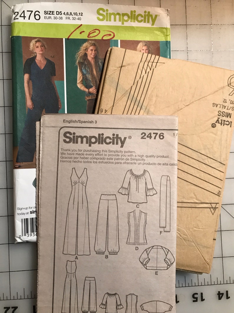 Simplicity 2476 Womens Jumpsuit Pattern Fur Vest Pattern UNCUT - Etsy
