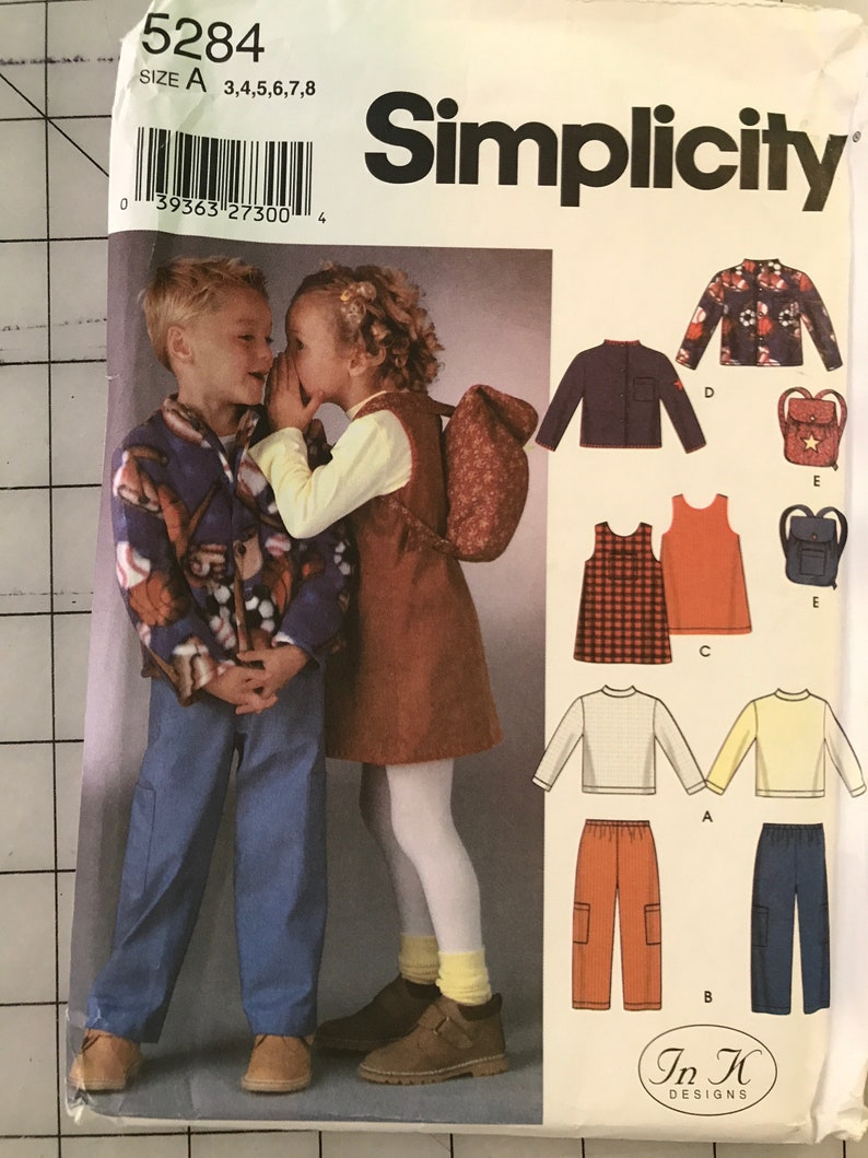 Simplicity 5284 Childs Outfit Pattern Backpack Pattern - Etsy