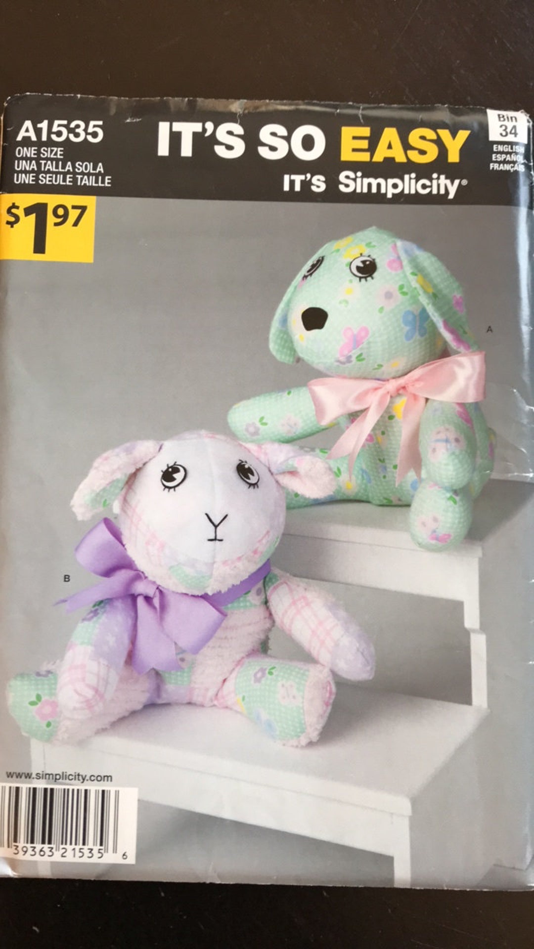 Simplicity Rabbit Patterns Simplicity 1535 Stuffed Animal Sewing Pattern: Bunny, Dog (uncut) - Etsy