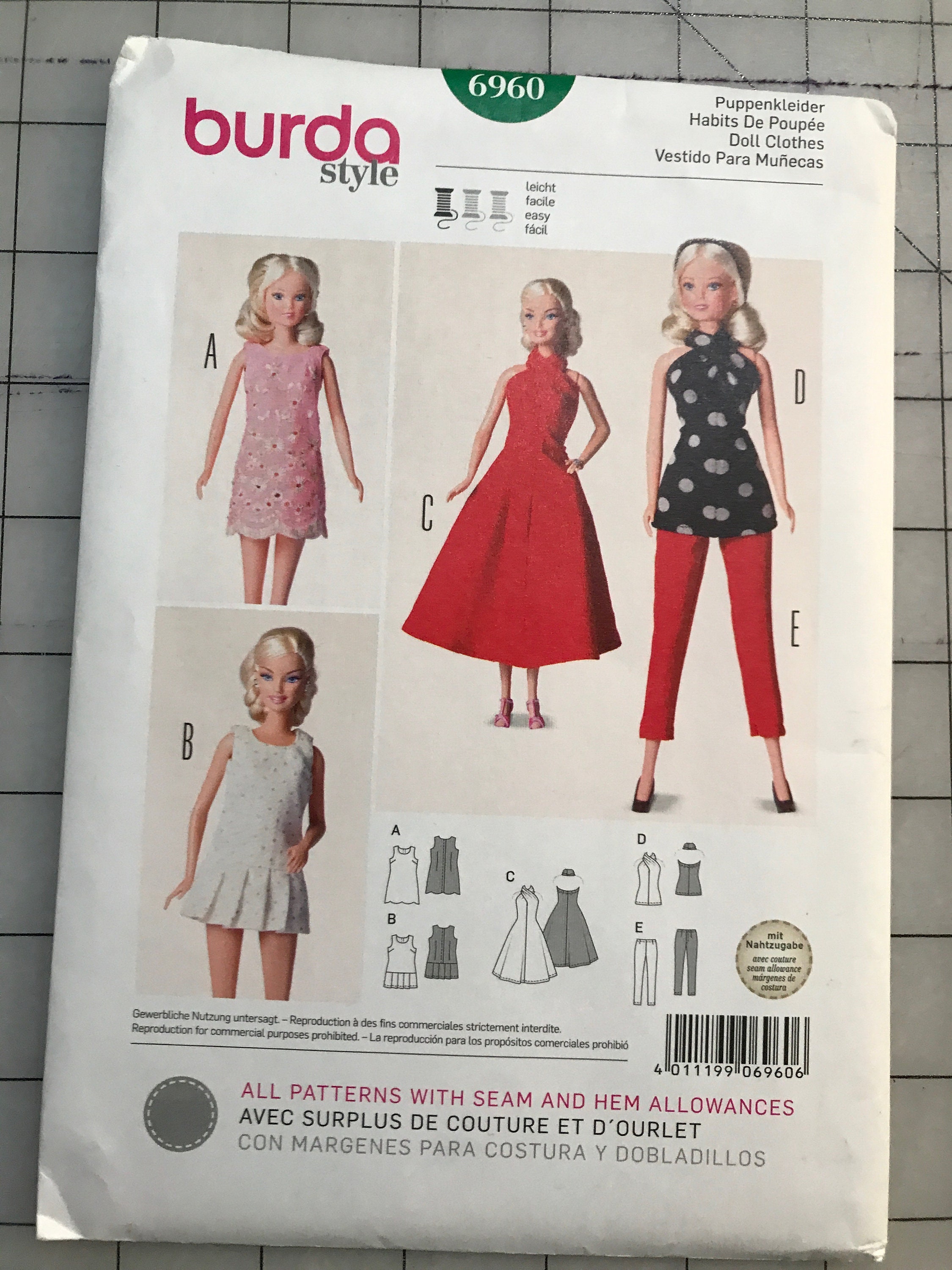 fragment binnen Het spijt me Burda 6960 Barbie Doll Clothes Pattern Retro Pattern Uncut - Etsy