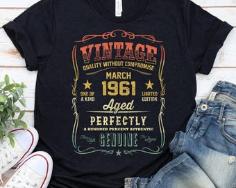 Maglietta vintage in edizione limitata del 1961, regali per il 65° compleanno, maglietta invecchiata alla perfezione per 65 anni