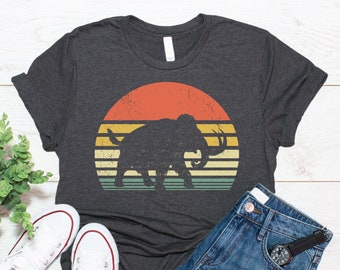 Maglietta vintage con mammut lanoso, maglietta con elefante, regalo con mammut lanoso