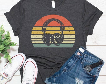 Vintage Headphones Shirt, DJ Shirt, Music Lover Gift, Musician Gift