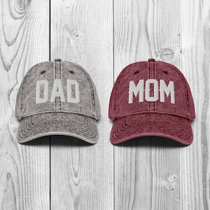 Mom and Dad Hats, Pregnancy Announcement Hats, Embroidered Mom And Dad Caps