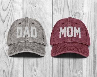 Mom and Dad Hats, Pregnancy Announcement Hats, Embroidered Mom And Dad Caps
