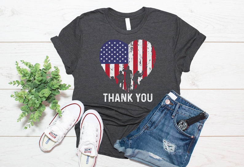 Thank You Veterans For Your Service Shirt, Veteran US Heart Flag Shirt, Veterans Day Gift image 1