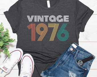 Maglietta vintage del 1976, regali per i nati nel 1976, maglietta per il 50° compleanno
