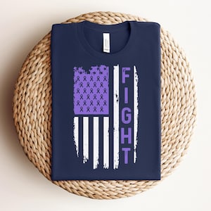 Camiseta sobre câncer de pâncreas, presente de conscientização sobre câncer de pâncreas, camiseta com bandeira do câncer de pâncreas